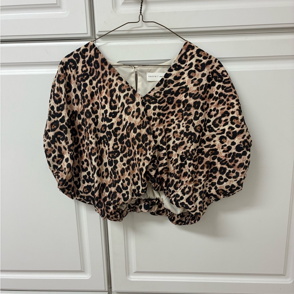 Entro Animal Print V-Neck Blouse